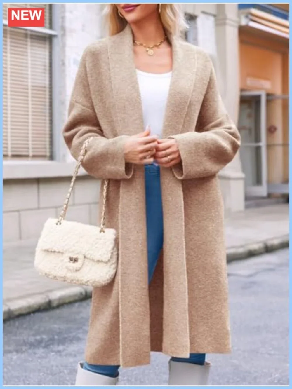 Chunky Knit Long Cardigan Coatigan Oversized Open Front Sweater